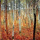 Gustav Klimt Famous Paintings - Forest of Beech Trees